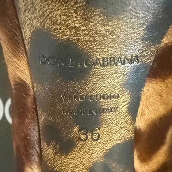 Dolce & Gabbana Leopard pony hair peep toe stiletto pumps size 36 fits US sz 6.5 - Picture 8 of 16
